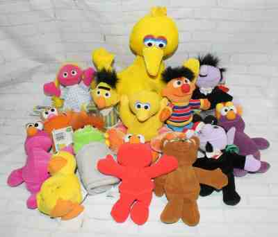 13 Sesame Street Beans w/ Tags Plush Bean Bag Lot Tyco 1997 & Stuffed Big Bird 
