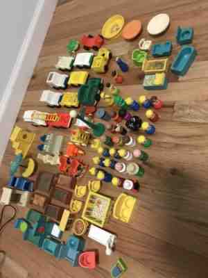 Vintage Fisher Price Little People Acc Lot 92 Pieces Sesame Street Family House