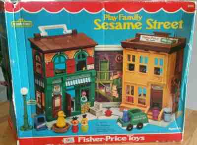 Vintage Fisher Price Little People Sesame Street House Set Complete in Box! #938