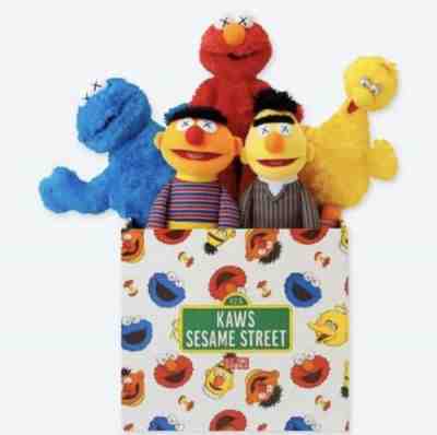 Kaws x Sesame Street UNIQLO Plush Doll Box Set Complete ELMO/COOKIE MONSTER etc