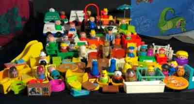 Vintage Huge Lot 100+ Pcs Fisher Price Little People Farm Sesame Street Nursery
