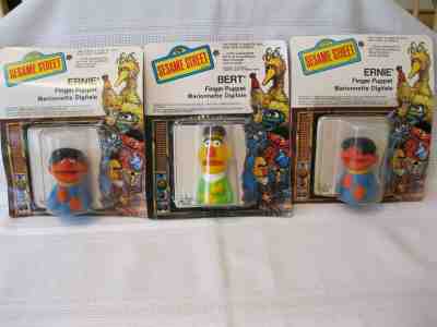 Three Vintage Sesame Street Finger Puppets Two Ernie One Bert