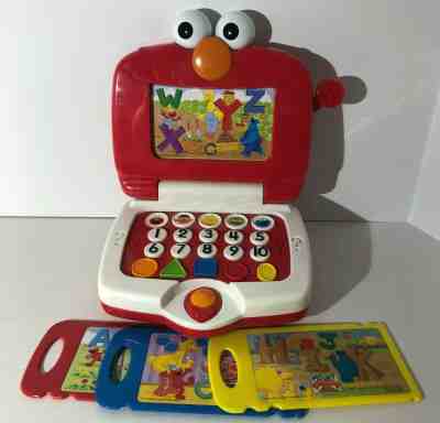 Mattel Sesame Street Elmo Talking Laptop Computer 4 ABC Cards Learning Toy VGUC
