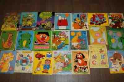 LOT VINTAGE 70s PLAYSKOOL WOODEN PUZZLES SESAME STREET SNOOPY WEEBLES 80s TMNT