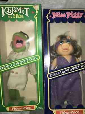 VINTAGE 1981 Fisher Price KERMIT the Frog Plush Dress up Muppet Doll New in  Box 