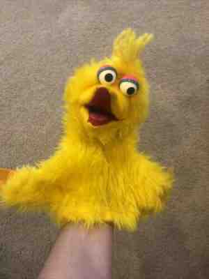 Vintage Big Bird Hand Puppet Pink eye Lids see read