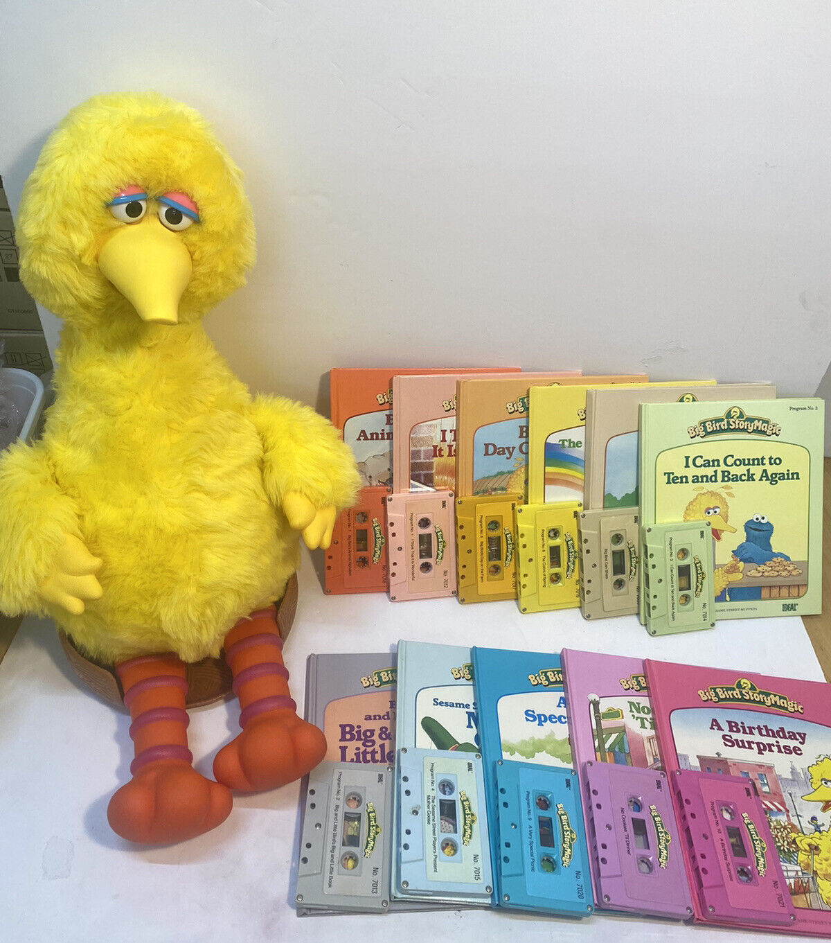 VINTAGE 1986 Ideal Big Bird StoryMagic Tape Player Doll w/Nest+Bundle! WORKING!!