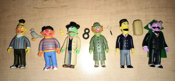 Lot of 6 Super7 Sesame Street ReAction Figures Burt Ernie Count Guy Sherlock