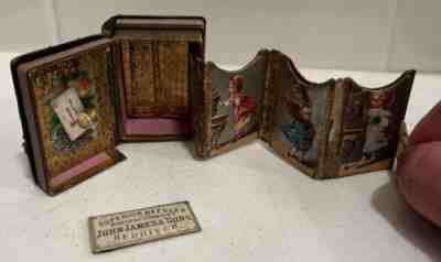 Antique Dresden Christmas Paper Fold Out John James Sewing Needle Box 1879