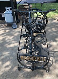 Rare Antique Early Marguerite Cast Iron Legs Base Treadle Sewing Machine Vintage