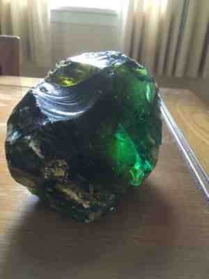 Green Glass chunk from bottom of lake