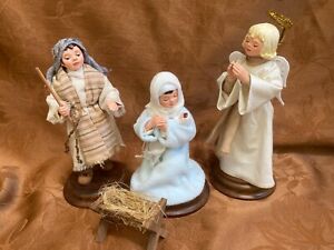 Simpich Childrens Nativity Pageant Play HTF Set  Mary Baby Manger Joseph Angel