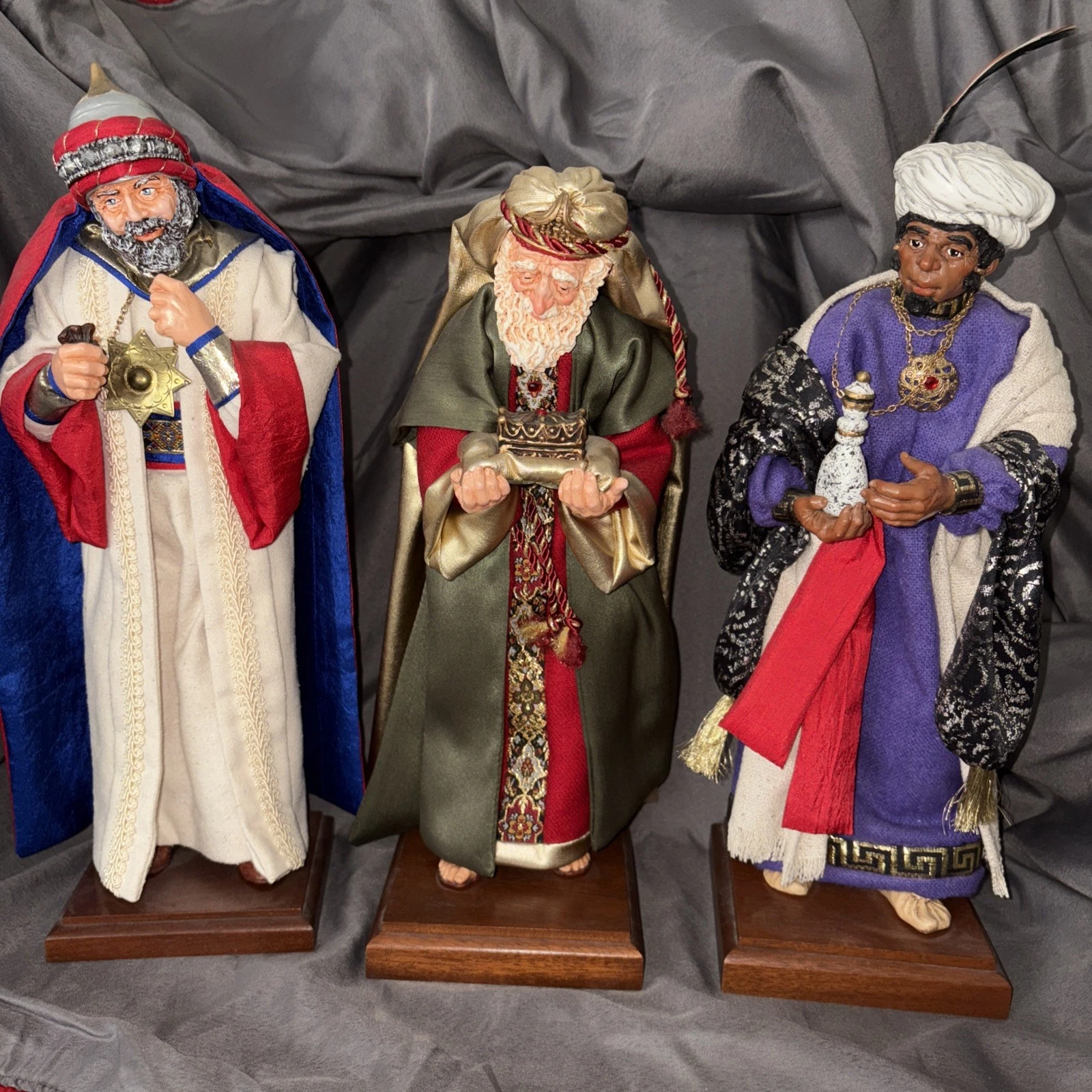 Simpich Character Dolls 3 Wisemen Kings Nativity Christmas. Excellent Condition