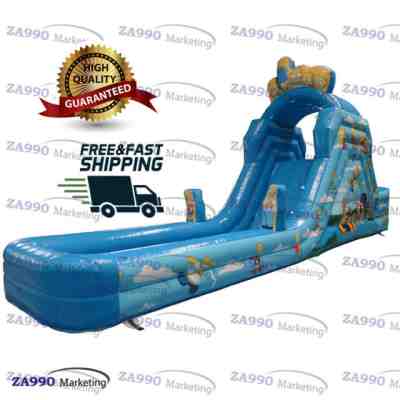 26x6.6ft Inflatable The Simpsons Slide & Pool Water Bouncy With Air Blower