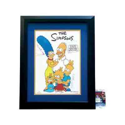 THE SIMPSONS FULL CAST SIGNED VINTAGE POSTER FRAMED 19X24 JSA COA MATT GROENING