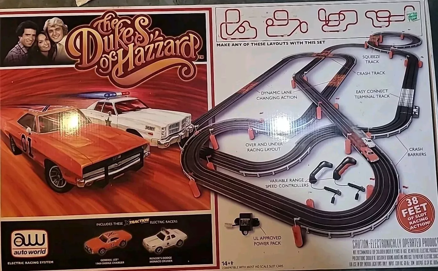 2008 Auto World The Dukes Of Hazzard XTraction Racing Slot Car Set - New -