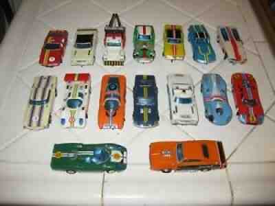 Large Lot of 16 Battery Operated Mini Motorific Slot Cars / 1969 + Extra Items