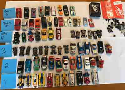 LOT VINTAGE AURORA AFX TYCO TCR SLOT CARS & BODIES HO CAR CCAMI