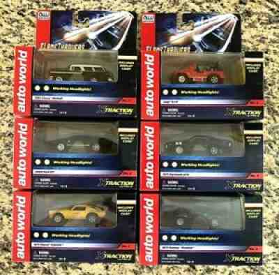AUTO WORLD AW FLAMETHROWERS XTRACTION HO SLOT CAR Release 11 Set Of 6