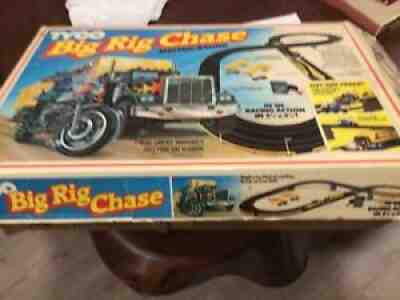 TYCO RAREST HO BIG RIG CHASE RACE SET COMPLETE RARE TYCO TRILER + POLICE BIKE
