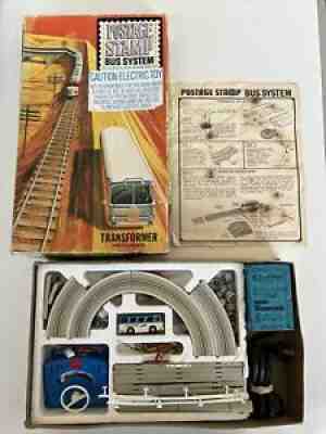 Vintage Aurora â??Nâ?? Gauge Postage Stamp Greyhound Bus System Slot Car Set #4402