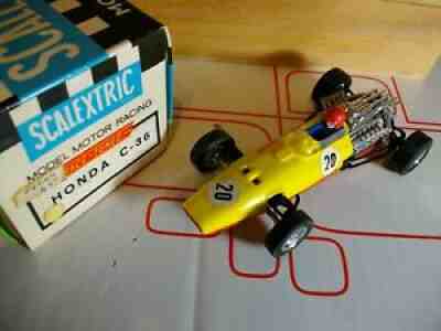 Scalextric exin honda c-36 lemon yellow/red in original box race-tuned