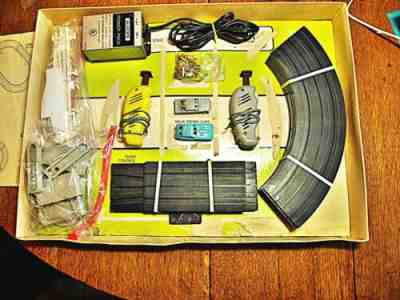 Atlas HO Slot Car #1200 Chicane Rare Set W/ Rare Gray Mustang F/B Tyco Aurora