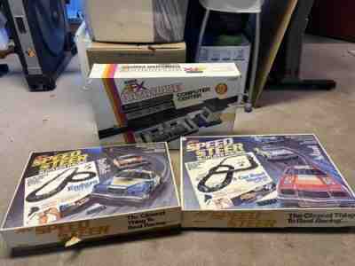 Vintage Aurora AFX Speed Steer 2 Complete Sets And Data Center W/ Extra Cars!