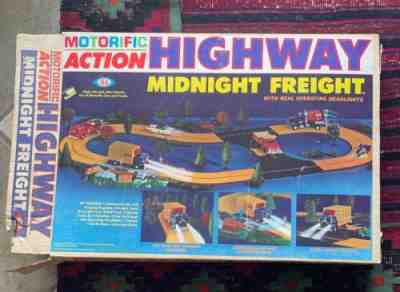 Vintage 1969 Ideal Motorific Action Highway Midnight Freight Slot Car Toy Set
