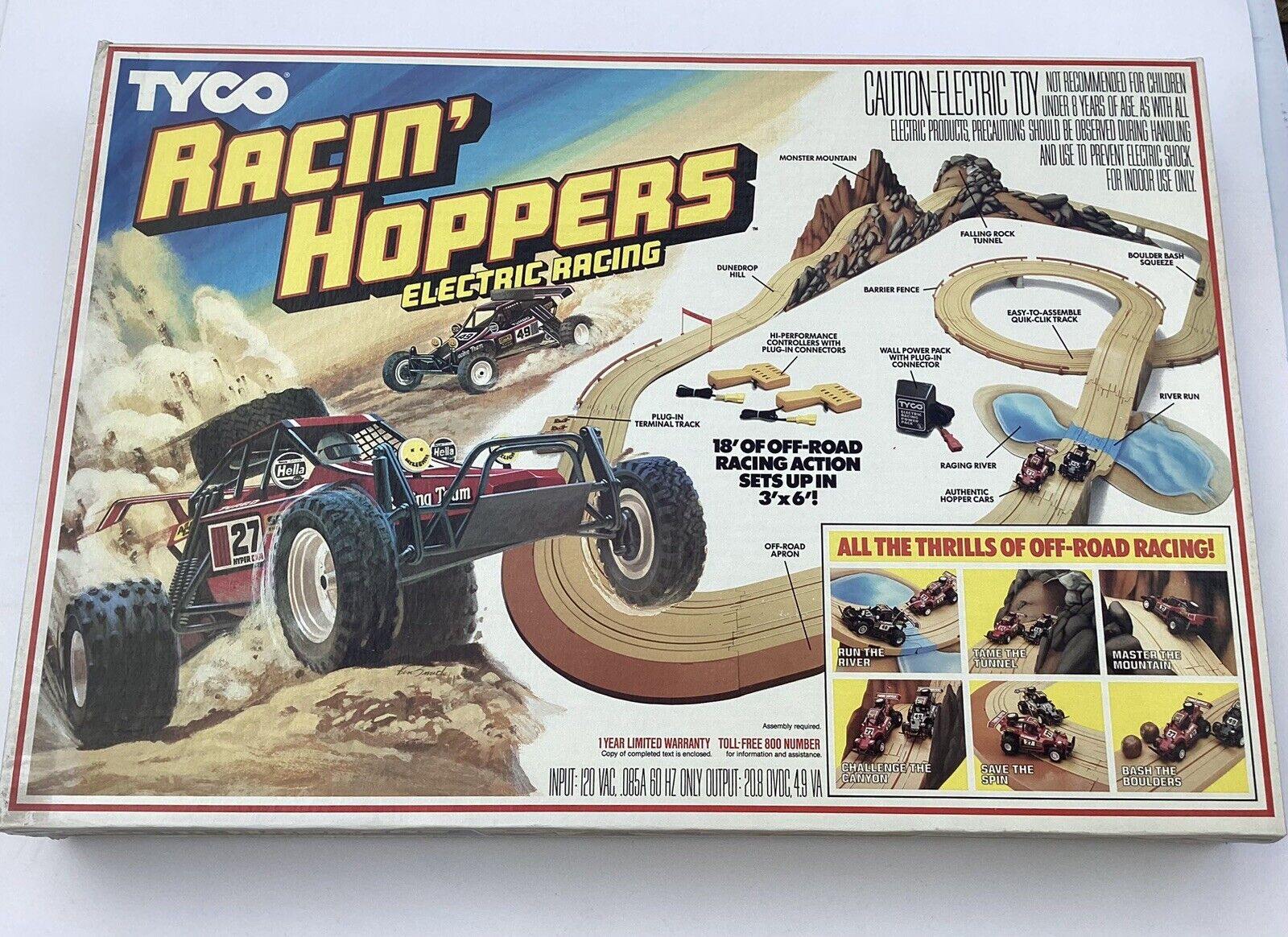 Tyco Racin' Hoppers HO Scale Slot Racing Track Set 1987  6225 Vintage New