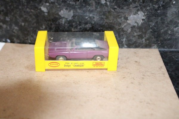 AURORA TJET SUPER RARE DODGE CHARGER IN PLUM PURPLE ORIGINAL CUBE WITH LABEL! !