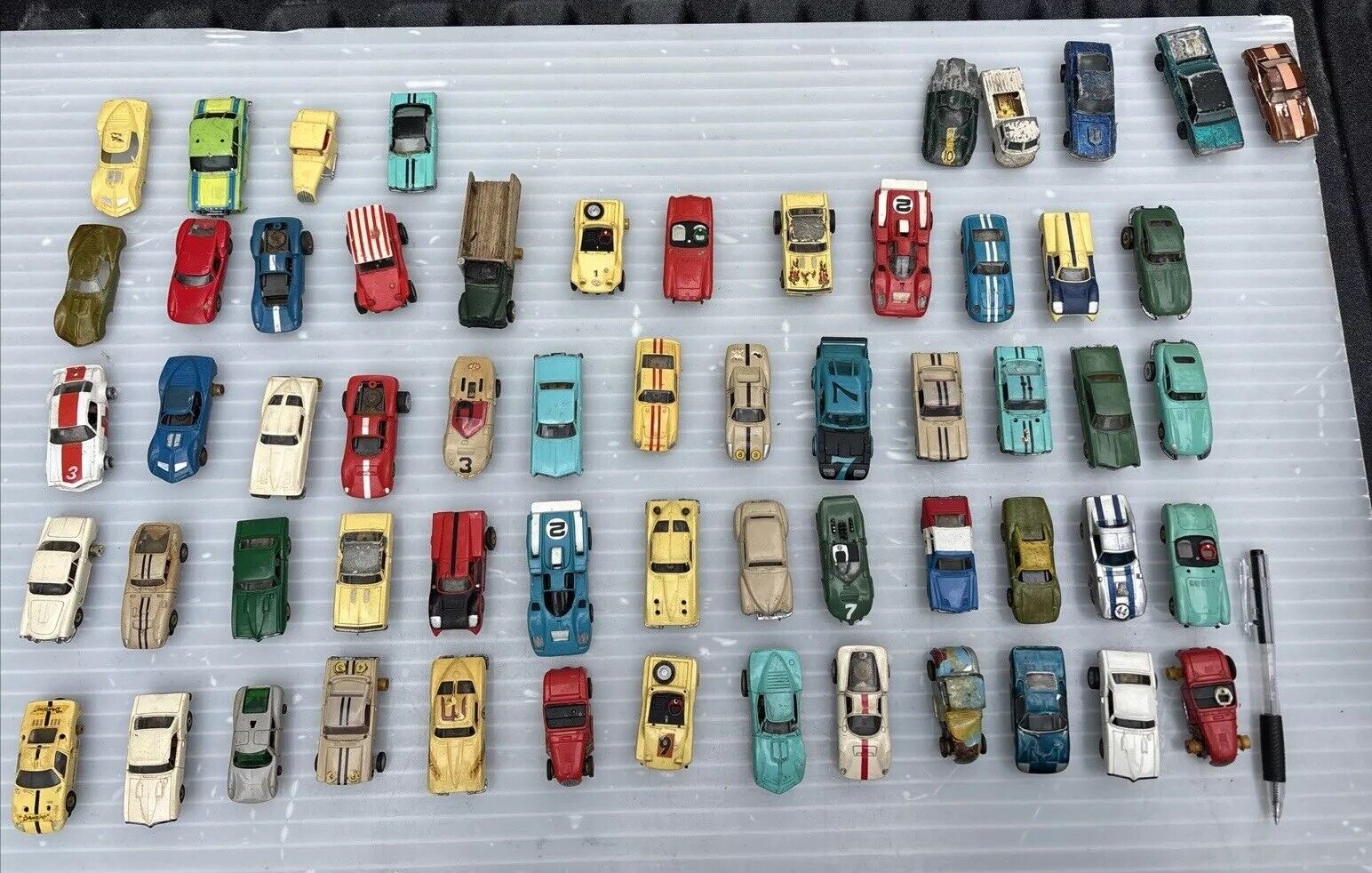 Aurora TJet AFX Slot Cars Lot Hurricane Distressed Sale Slot Cars 53+ Cars Nice