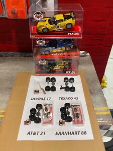 SCX 1/32 Scale NASCAR Analog Parts and 3 Corvettes with hop-up motors - New
