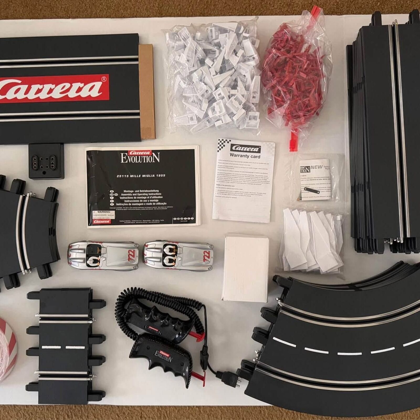 CARRERA EVOLUTION 25115 Mille Miglia 1955 GB Race Track Cars Complete Set Tested