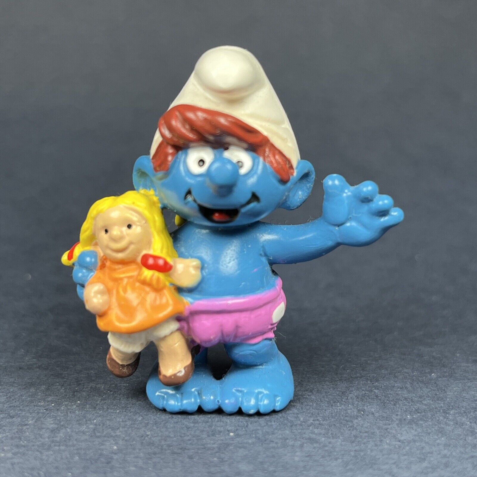 Smurfs Baby Sassette Smurfling Holding Doll Smurf Girl Vintage Figure 1996