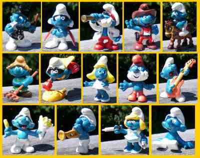 Peyo Schleich Vintage Smurf Characters, 14 in all.