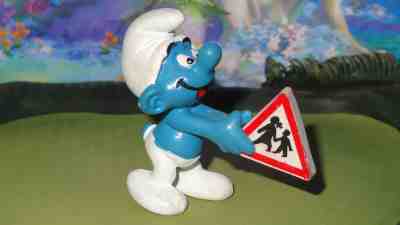 Smurfs Traffic Sign Smurf 20155 Crossing Guard Vintage Rare Original Classic