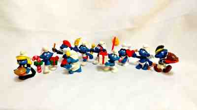 Peyo Schleich Vintage Lot 10 Smurfs Pilgrim Turkey Olympic Torch Mini Figure BK4