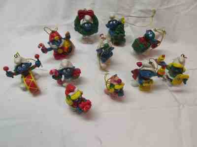 Lot of 11 vintage Smurf Christmas figures ornaments  rare Peyo Schleigh Berrie