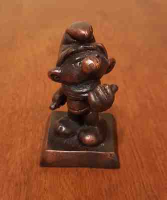 Rare 1979 ACTUAL Bronze Metal Smurf Figure / Promo for Paracodin Cough Syrup HTF