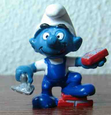 Smurfs - 20148 - Bricklayer Smurf - Blue Overalls!