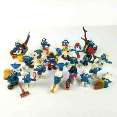 1970s 80s Vintage Peyo Schleich SMURF Miniature PVC Toy Figures Lot of 22 