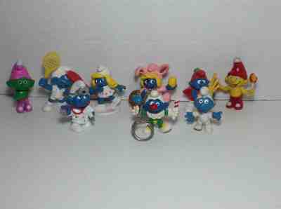 Vintage Smurf Figure Schleich Peyo Bully Smurfette Doctor Clown Keychain 70s 80s