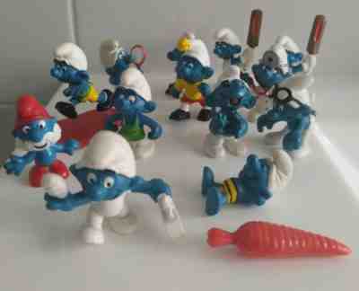 Vintage peyo schliech smurfs 1972 - 1989 figurines papa doctor nurse fishing 