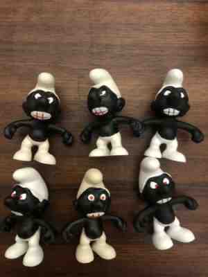 Smurfs Black Angry X6 Teeth Smurf vintage Rare