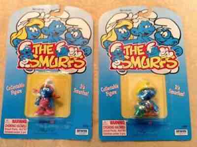 New Vintage SASSETTE & NAT Smurfling Collectable Figure Peyo Toy lot 20825 RARE
