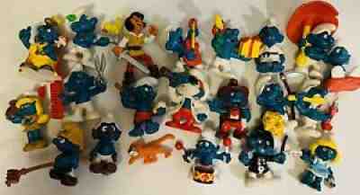 22 SMURFS PVC Figures 70's 80's toys Azrael Clockwork Nurse Yohan Cowboy Police