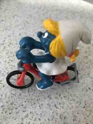 Smurfs 40236 Bicycle Smurfette Super Smurf Vintage Figure Bike Toy PVC Figurine