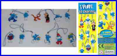 RARE Complete SET 12 Cute Figures SMURFS Smurf DANGLERS Original ITALY 2011 MINT