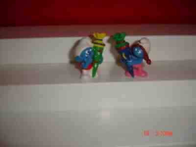 Smurfs (2) Smurflings (Slouchy & Sassete) with School Cone Surprise Bags Rare